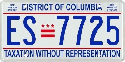 DC license plate ES7725