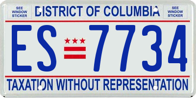 DC license plate ES7734