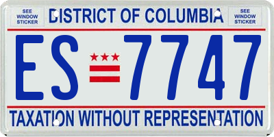 DC license plate ES7747