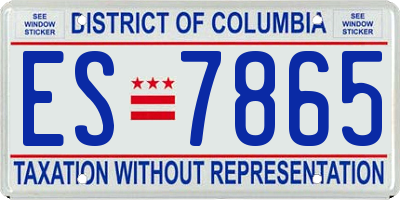 DC license plate ES7865