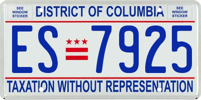 DC license plate ES7925