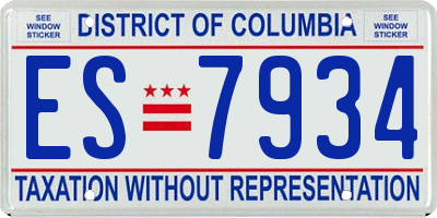 DC license plate ES7934