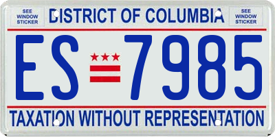 DC license plate ES7985