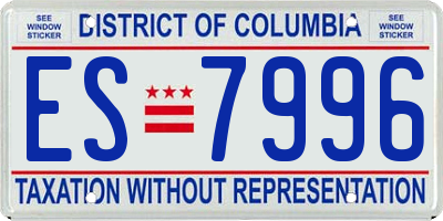 DC license plate ES7996
