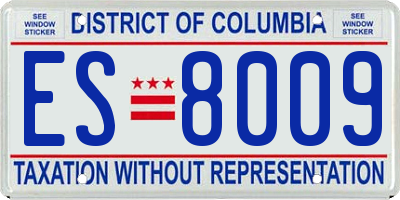 DC license plate ES8009