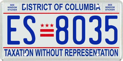 DC license plate ES8035
