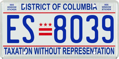 DC license plate ES8039