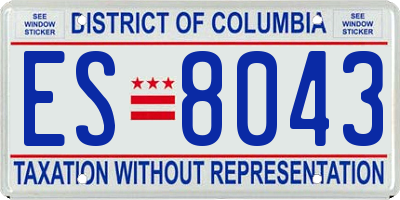 DC license plate ES8043