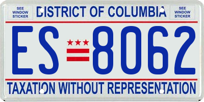 DC license plate ES8062