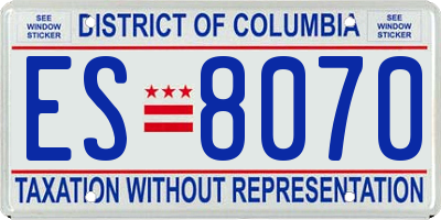 DC license plate ES8070