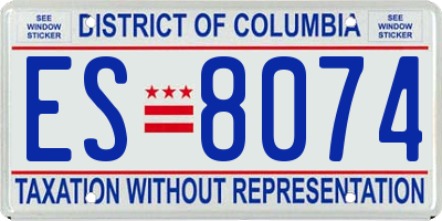 DC license plate ES8074