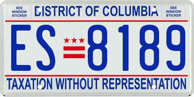 DC license plate ES8189