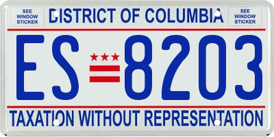 DC license plate ES8203