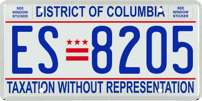 DC license plate ES8205