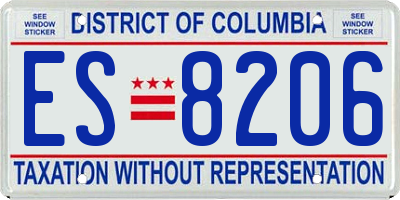 DC license plate ES8206