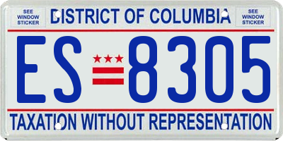 DC license plate ES8305