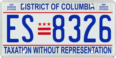 DC license plate ES8326