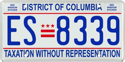 DC license plate ES8339