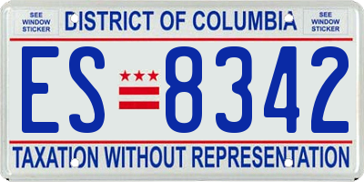 DC license plate ES8342