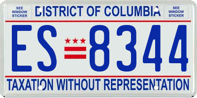 DC license plate ES8344