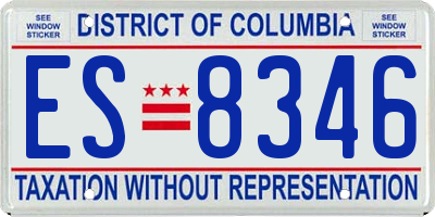DC license plate ES8346