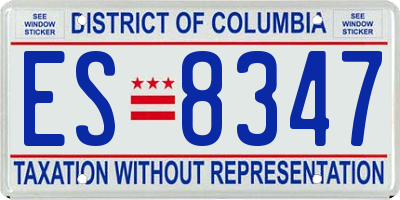 DC license plate ES8347