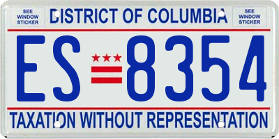 DC license plate ES8354