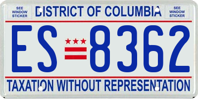 DC license plate ES8362