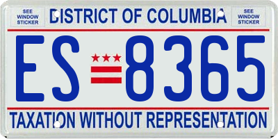 DC license plate ES8365
