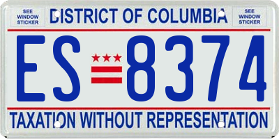 DC license plate ES8374