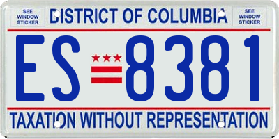 DC license plate ES8381
