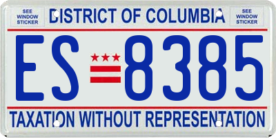 DC license plate ES8385