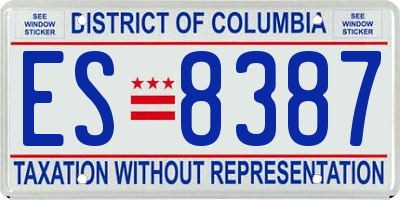 DC license plate ES8387