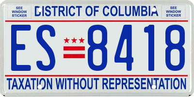 DC license plate ES8418