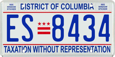 DC license plate ES8434