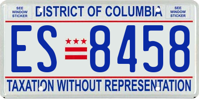 DC license plate ES8458