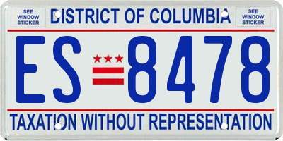 DC license plate ES8478