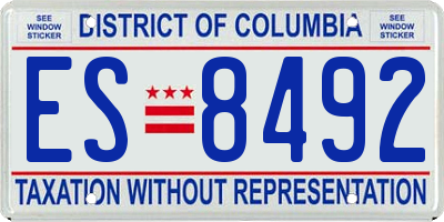 DC license plate ES8492
