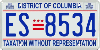 DC license plate ES8534