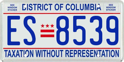 DC license plate ES8539
