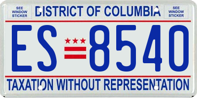 DC license plate ES8540