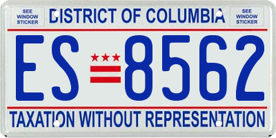DC license plate ES8562
