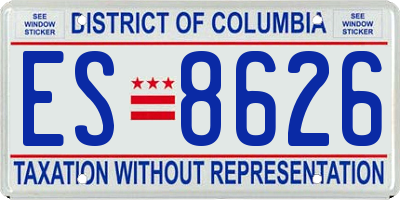 DC license plate ES8626