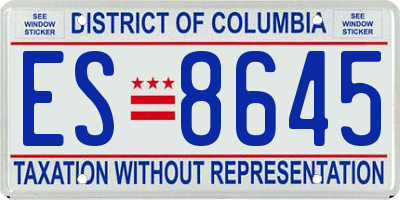 DC license plate ES8645