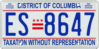 DC license plate ES8647