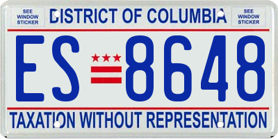 DC license plate ES8648