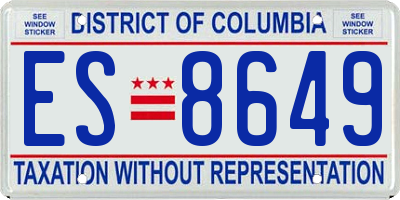 DC license plate ES8649