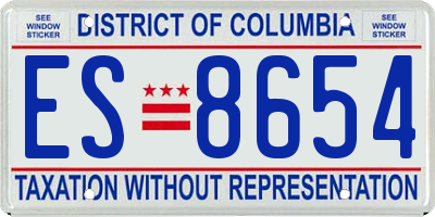 DC license plate ES8654