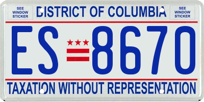 DC license plate ES8670