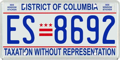 DC license plate ES8692